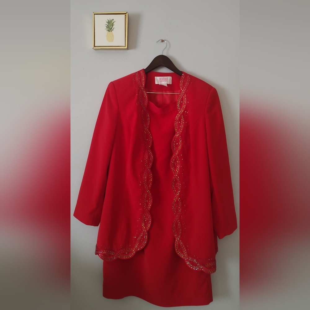Grace Ephesians 2:5 suit  Women 2 Pieces Color Red  Size 16W  Embellished Trim